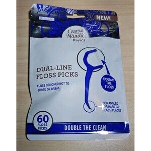 Guru Nanda Basics DUAL-LINE THREAD FLOSS PICKS Double Clean Pick Angled 60 New